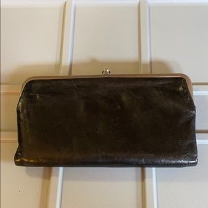 Black leather wallet by hobo